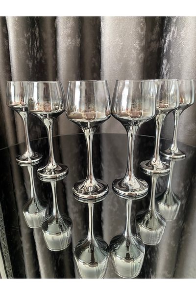 atabey home collection 6 أكواب ماء بلون القهوة - مطلية بالتيتانيوم بلاتينيوم