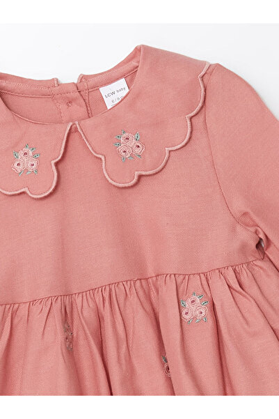 LC Waikiki Bebe Yaka Uzun Kollu Kız Bebek Elbise