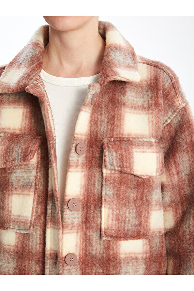 LC Waikiki Lcwk Ekose Oversize Kadın Pelüş Gömlek Ceket