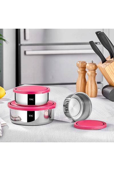 Taç Fuchsia Crown Fresh 3-Piece Steel Storage Set
