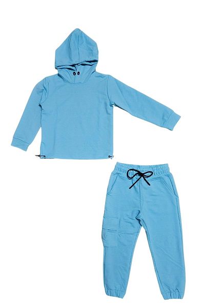 Mnk Baby&Kids Casual αθλητική φόρμα για κορίτσια - κουκούλα και λαστιχένια λεπτομέρεια μέσης, 2 κλωστές MNK0665 ΜΠΛΕ