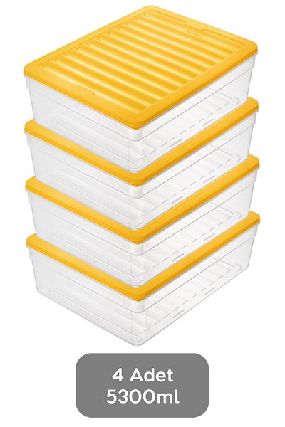 Meleni Home Set of 4 Yellow Microwave Freezer Refrigerator Organizer - 5300ml