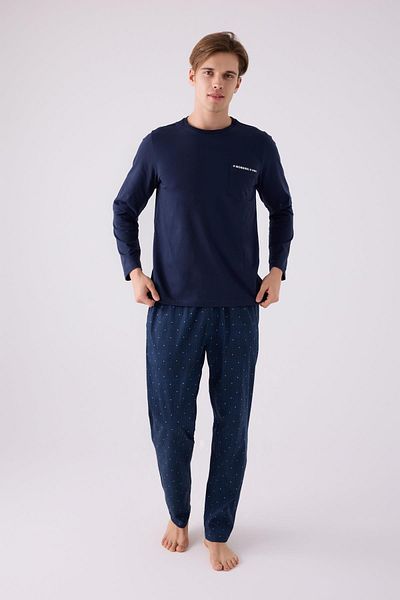 Arnetta Ανδρικό σετ πιτζάμες Navy Blue βαμβακερό