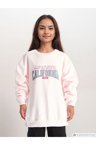 LC Waikiki Crew Neck Printed Girl's Sweatshirt