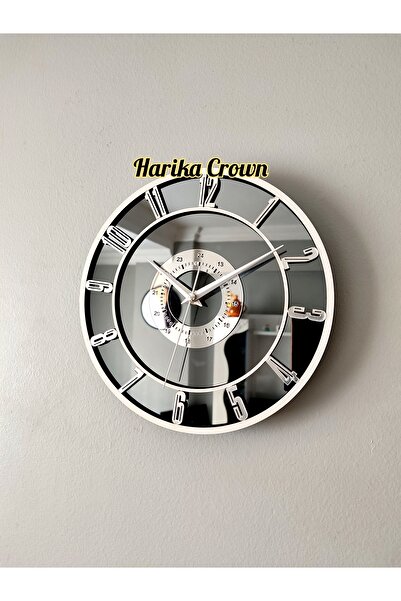 harika crown gerçek aynalı dekoratif duvar saati (masa veya duvar saati) 25 cm