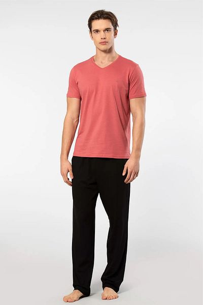 Cacharel V-Neck T-Shirt and Pocket Pajama Set, 50% Cotton, 50% Modal