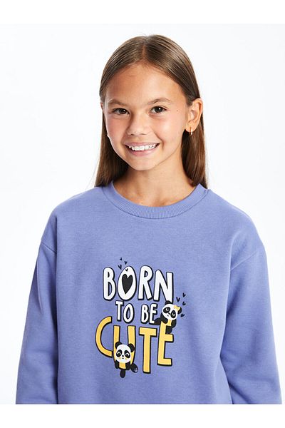 LC Waikiki Crew Neck Printed Girl's Sweatshirt