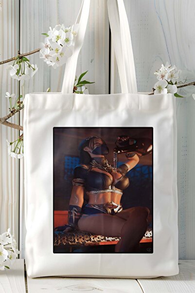 ART HEDİYE mortal kombat Oyun Baskılı Bez Çanta Omuz Çantası Kişiye Özel model 3