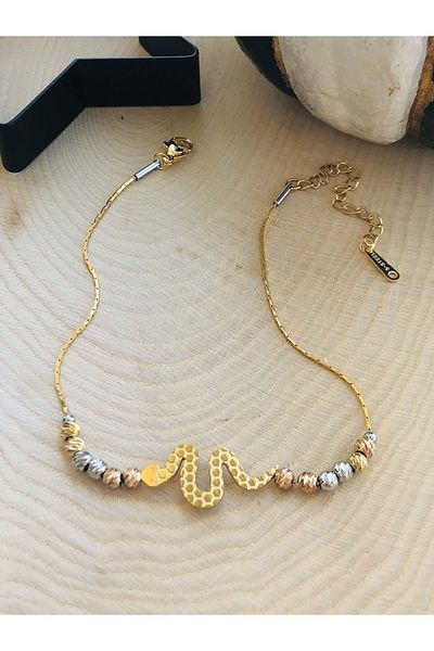 ACAR TAKI Gold Color Snake Figured Dorica Steel Anklet Acr6205