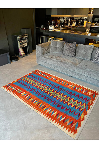 Rugs Modern Halı Umay Koleksiyonu Çok Renkli Etnik Desenli Dokuma Taban Moder...