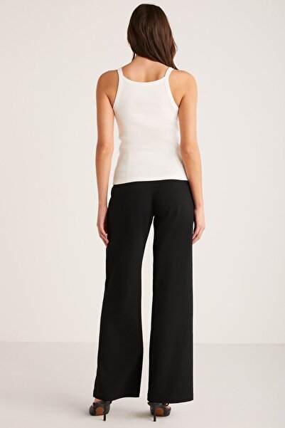 ETHIQUET Emily Women's Regular Fit Regular Fit Cotton Thick Strap Hollow Collar Knitted White Tank Top