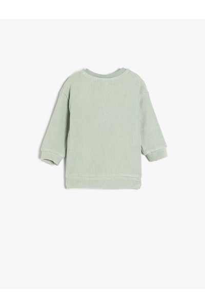 Koton Základní mikina Crew Neck Žebrovaný dlouhý rukáv Crew Neck
