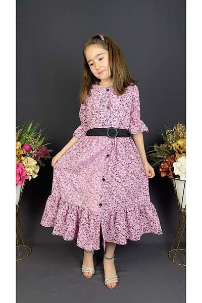 Mnk Vintage Basma Girl's Dress MNK0299 PINK