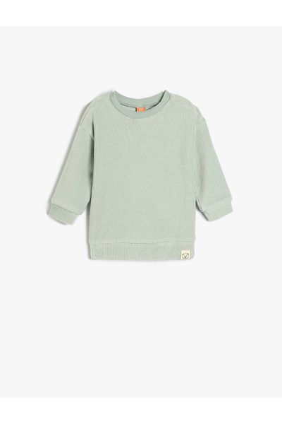 Koton Základní mikina Crew Neck Žebrovaný dlouhý rukáv Crew Neck
