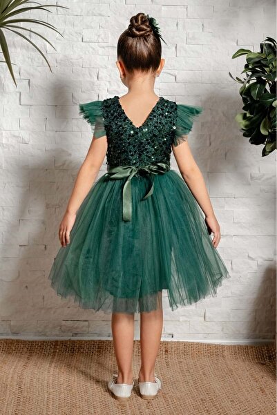 Mnk Baby&Kids Tüllü Kız Çocuk Kpl Elbise Mnk0526 Yeşil