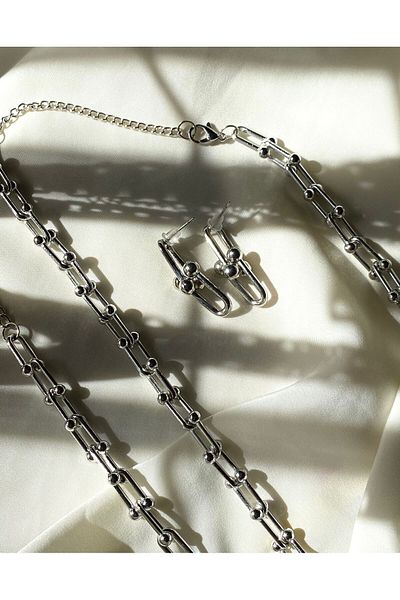 MELENY Silver Tifany Necklace Bracelet and Earring Set