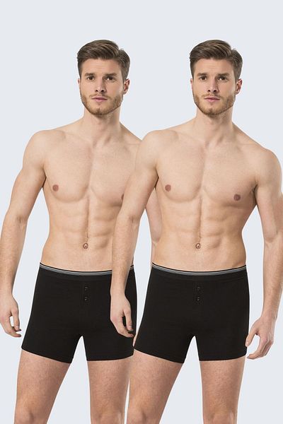 TÜREN 135 Μαύρο 2 Πακέτο Ανδρικό Lycra Buttoned Boxer