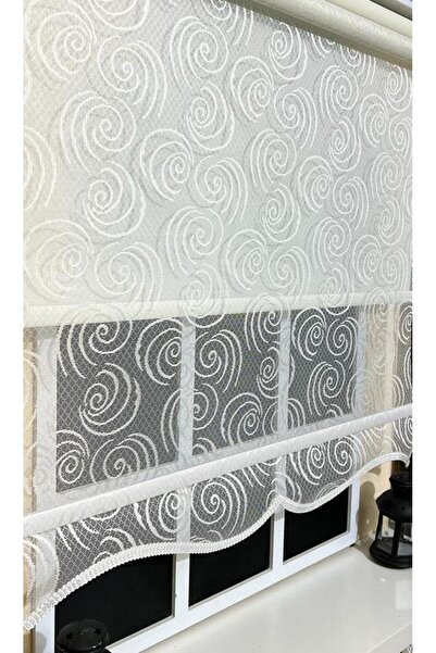 StorBurada Çift Mekanizmalı Kirli Beyaz Tül Perde ve Ekru Stor Perde STB-104