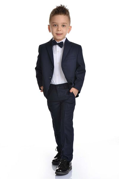 Mnk Bow Tie Jacket Boy's Groom Suit 0282 Navy Blue