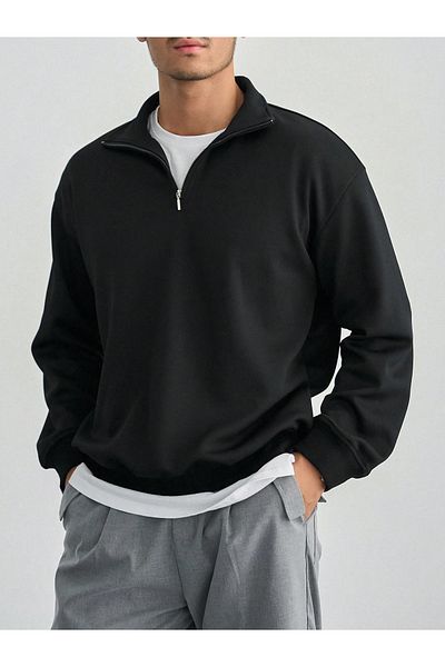 WEARTEX Half Zippered Stand Collar Sweatshirt