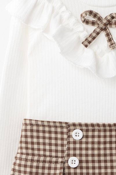 Banamio Janet Piti Checkered Ruffle Detailed Shorts Skirt Two-Piece Set