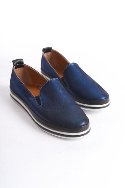 CZ London Дамски мокасини от естествена кожа Блестящи двуцветни удобни подметки Ежедневни дамски обувки