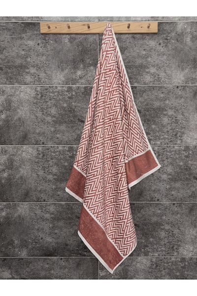 Sevim Prosop de baie 100% bumbac - dungi moi și în zig-zag și absorbție mare de apă - 90x150 cm - Terra