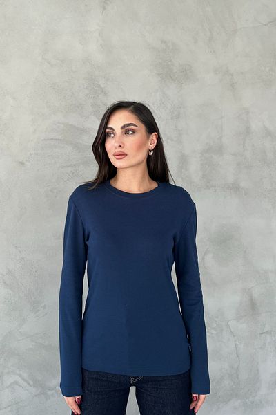 Seda Yalçın Atelier Navy Blue Long Sleeve Basic T-Shirt