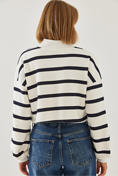 Bianco Lucci Hanorac de damă cu dungi cu fermoar 3224 60351182