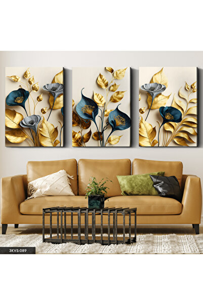 Evinemoda Femeie africană Gold Wing 3 bucăți Canvas - Canvas Painting