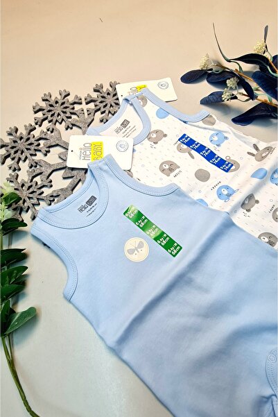 Nnstartshopping Baby Boy Blue Hello Baby Summer Sleeveless Snap-on Body Jumpsuit 2 Pieces