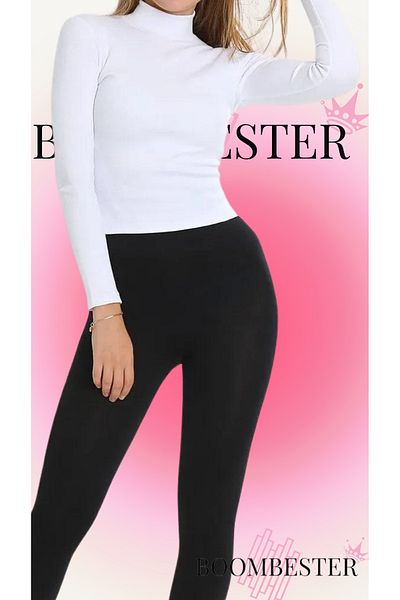 BoomBester Women's Ribbed Half Turtleneck Camisole Fabric Knitted Blouse
