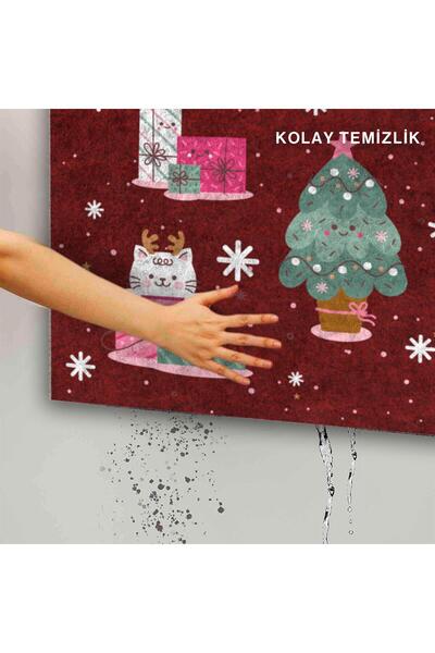 Monnhein Yeni Yıl Özel Tasarım Kapı Paspası, Yılbaşı Renkleri ve Şık Süslemeler ile Su Geçirmez, İç ve Dış Me