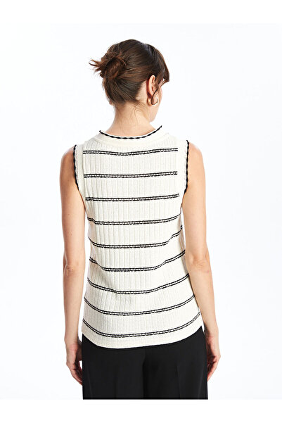 LC Waikiki Ecru Crew Neck Striped Women's Tank Top