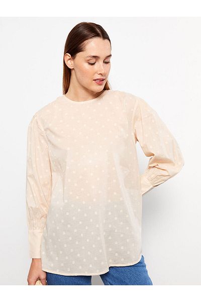 LC Waikiki Γυναικεία μακρυμάνικη μπλούζα LCW Modest Crew λαιμόκοψη πουά