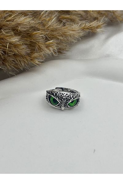 Yıldız Accessory Unisex Adjustable Steel Owl Ring in Different Eye Colors