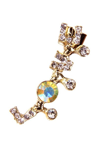 Rouge Zircon Stone Love Cuff Earrings