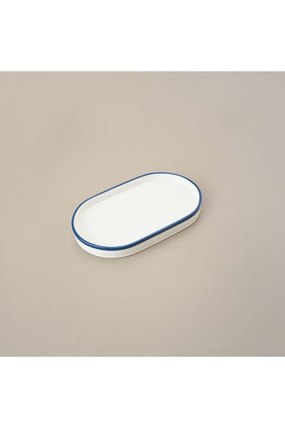 AROW 20 cm White / Blue Pure Porcelain Presentation Plate