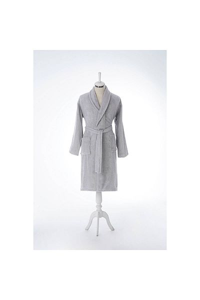 Özdilek Şalyaka Classic Bathrobe Size L Silver Gray Color 100% Cotton