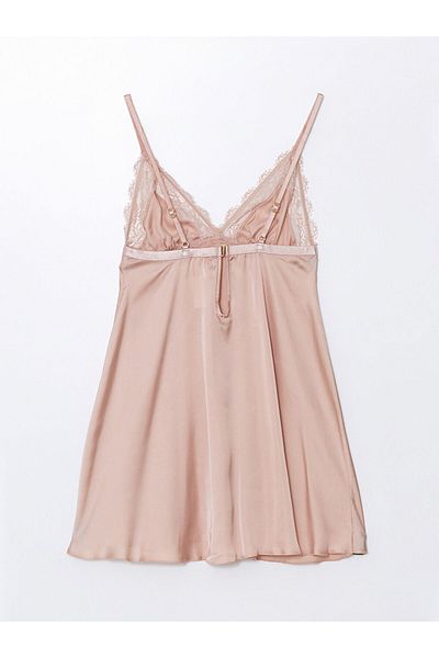 LC Waikiki Σατέν Babydoll με λεπτομέρεια με δαντέλα V λαιμόκοψη