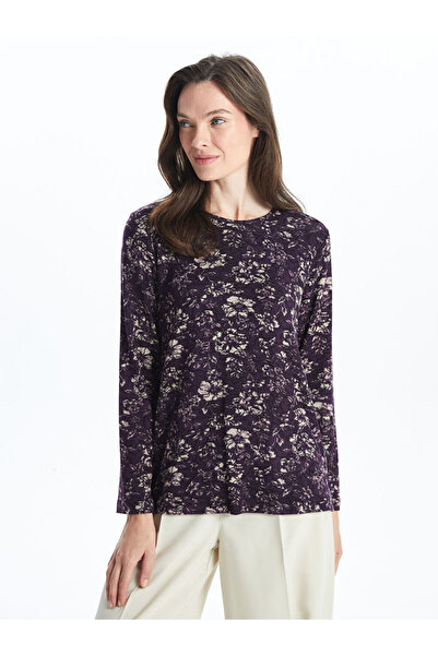 LC Waikiki LCW Bisiklet Yaka Desenli Uzun Kollu Kadın Bluz