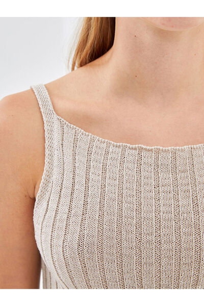 LC Waikiki Beige Square Collar Textured Women's Knitwear Undershirt