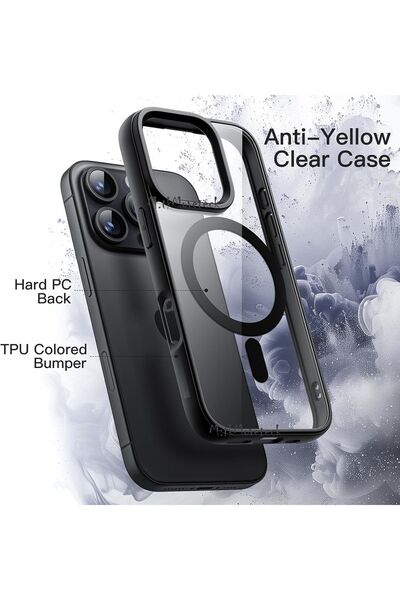 m.tk moveteck iPhone 16 Pro Max Case Chrome Mica Magsafe Transparent Back with Sensitive Button Matte Soft Colored Edge