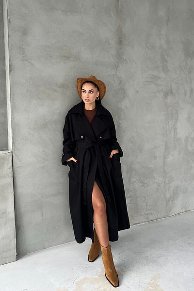Seda Yalçın Atelier Black Snap-On Belted Trench Coat