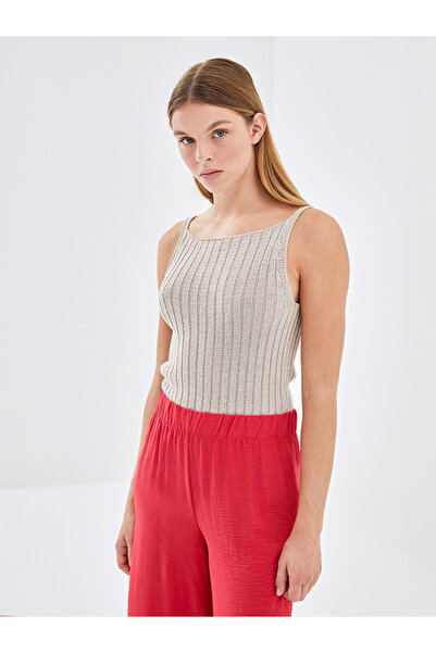 LC Waikiki Beige Square Collar Textured Women's Knitwear Undershirt