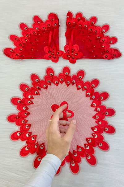 ZEYMERADE منديل العروس الأحمر للعريس بتفاصيل حجرية لامعة لحفلات الزفاف ووصيفة...