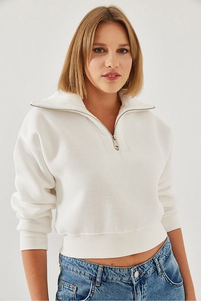 Bianco Lucci Dámska trojvláknová mikina so zvýšeným zipsom 60351187
