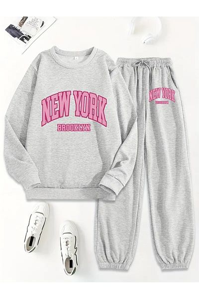 Karatopak Hanorac oversize unisex cu imprimeu New York, de sus, de jos, cu gâtul turn