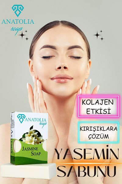 Anatolia Soap Natural Jasmine Soap - 100% Handmade, Collagen Effect and Wrinkles Effect Solution