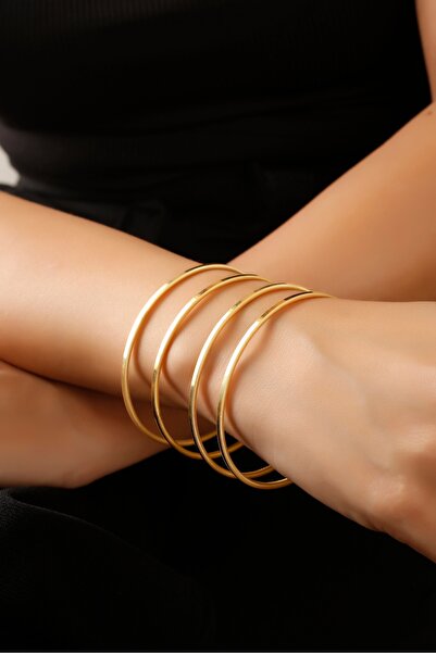 SUNSHINE "18 Ayar Sarı Altın Kaplama, Gümüş Ajda Bilezik"